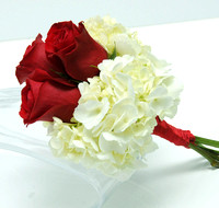 A81 - 3 Red Rose Bouquet with White Hydrangea