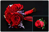 A9 - 6 Red Rose Bouquet & Bout with Purple Status
