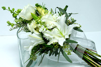A79 - 2 White Rose Bride Presentation with Lilies