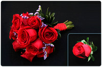 A14 - 12 Rose Red Bouquet & Bout with Purple Status