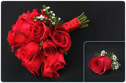 A16 - 12 Red Rose Bouquet & Bout